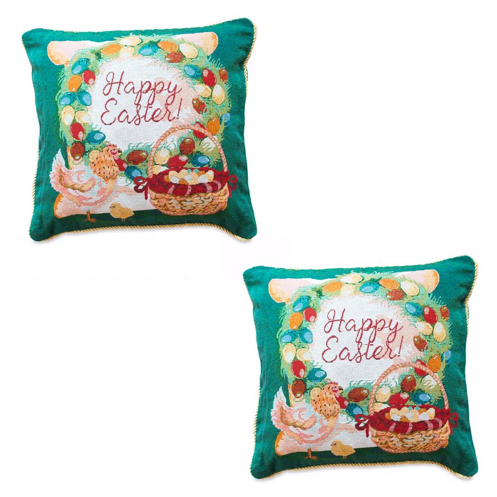 Set of 2 Happy Easter Vintage Style Throw Pillow Covers